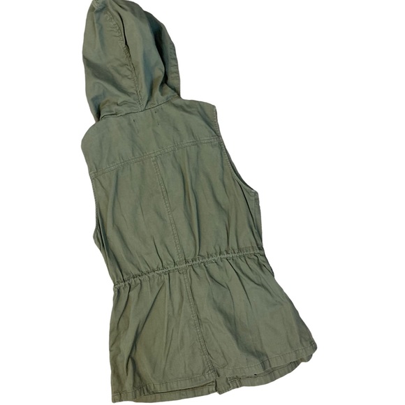 Utility Vest Zip Jacket w/ Hood Army Green SMALL 1763 - Picture 6 of 11
